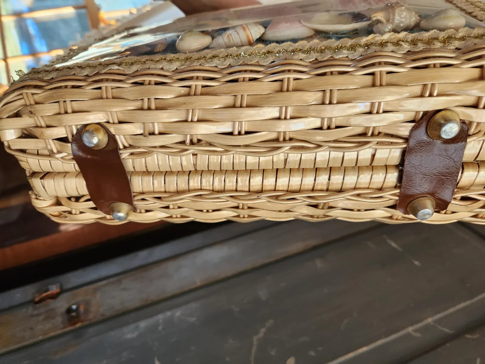 Vintage Charming by Atlas Hollywood, Florida Seashell Treasure Chest Wicker Purse with Acrylic Ha... | Etsy (Global)