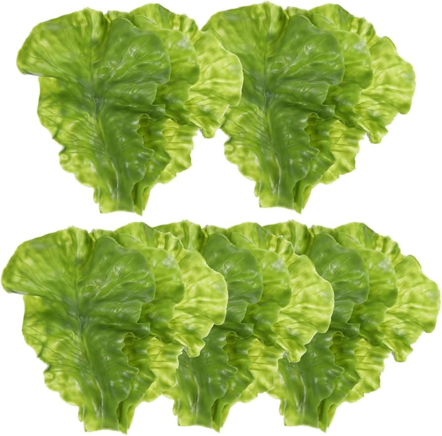 BESPORTBLE 15Pcs Realistic Fake Lettuce Leaves Set - Simulation Green PVC Artificial Vegetable Le... | Amazon (US)
