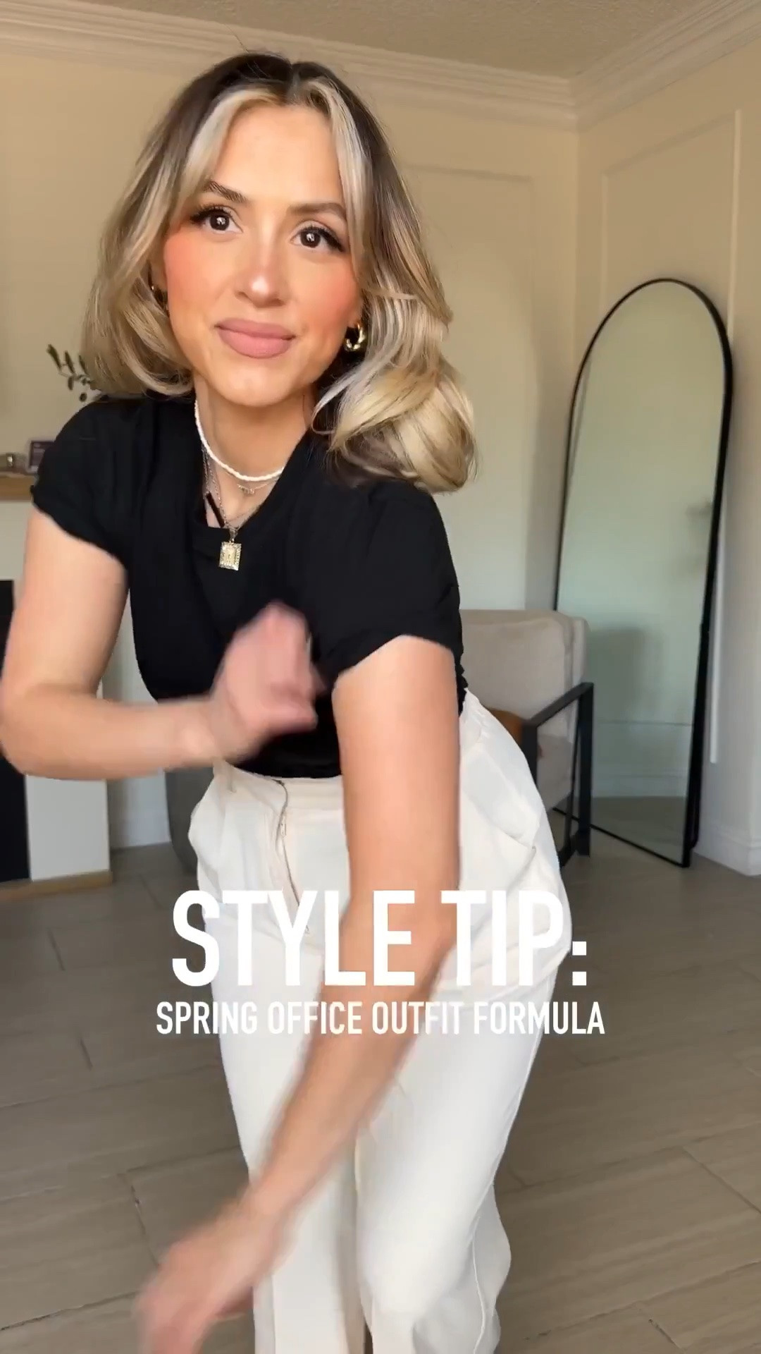 Office outfit formula for my corporate girlies 😍

✔️ the trousers are from the same brand, same size just different color. The first ones are in BEIGE the second ones are in LIGHT GREY. | I'm wearing them in SMALL LONG THIN (I'm 5'2) and I can wear them comfortably with a 3 inch heel or sneakers. 

✔️ I promise you that these crewneck T-shirts are not like the rest. These are good quality very nice T-shirts that look very professional. They're not vintagey they're not very thin. They are a nice crisp quality..

#LTKgrwm #LTKootd #LTKWorkwear