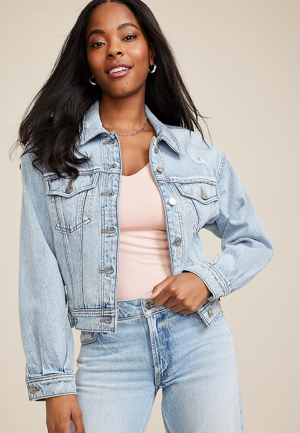 Goldie Blues™ Oversized Crop Jean Jacket | Maurices