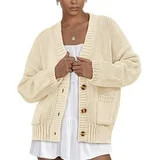 PRETTYGARDEN Women's Cardigan Sweaters Long Sleeve Open Front Button Up V Neck Ribbed Knit Winter... | Walmart (US)