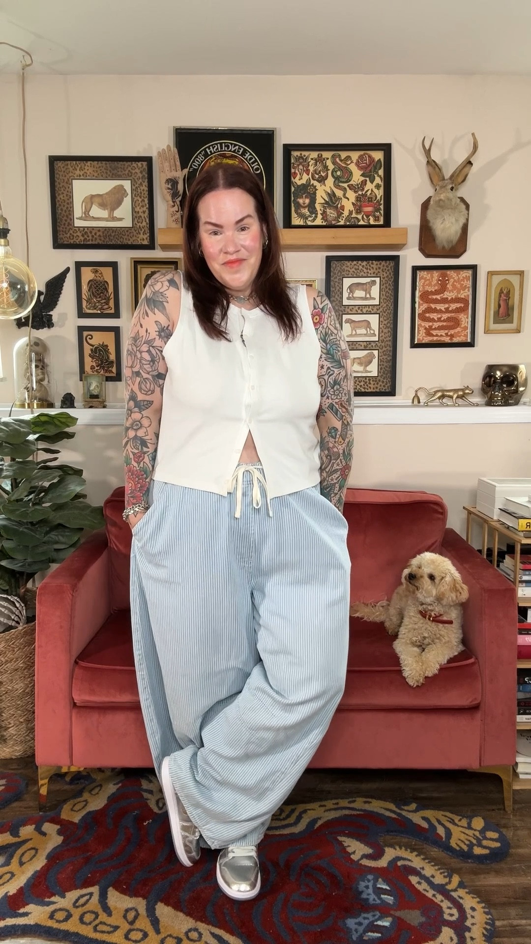 Wearing 

Robe 1X/2X
Jeans XXL
Tank Top XL