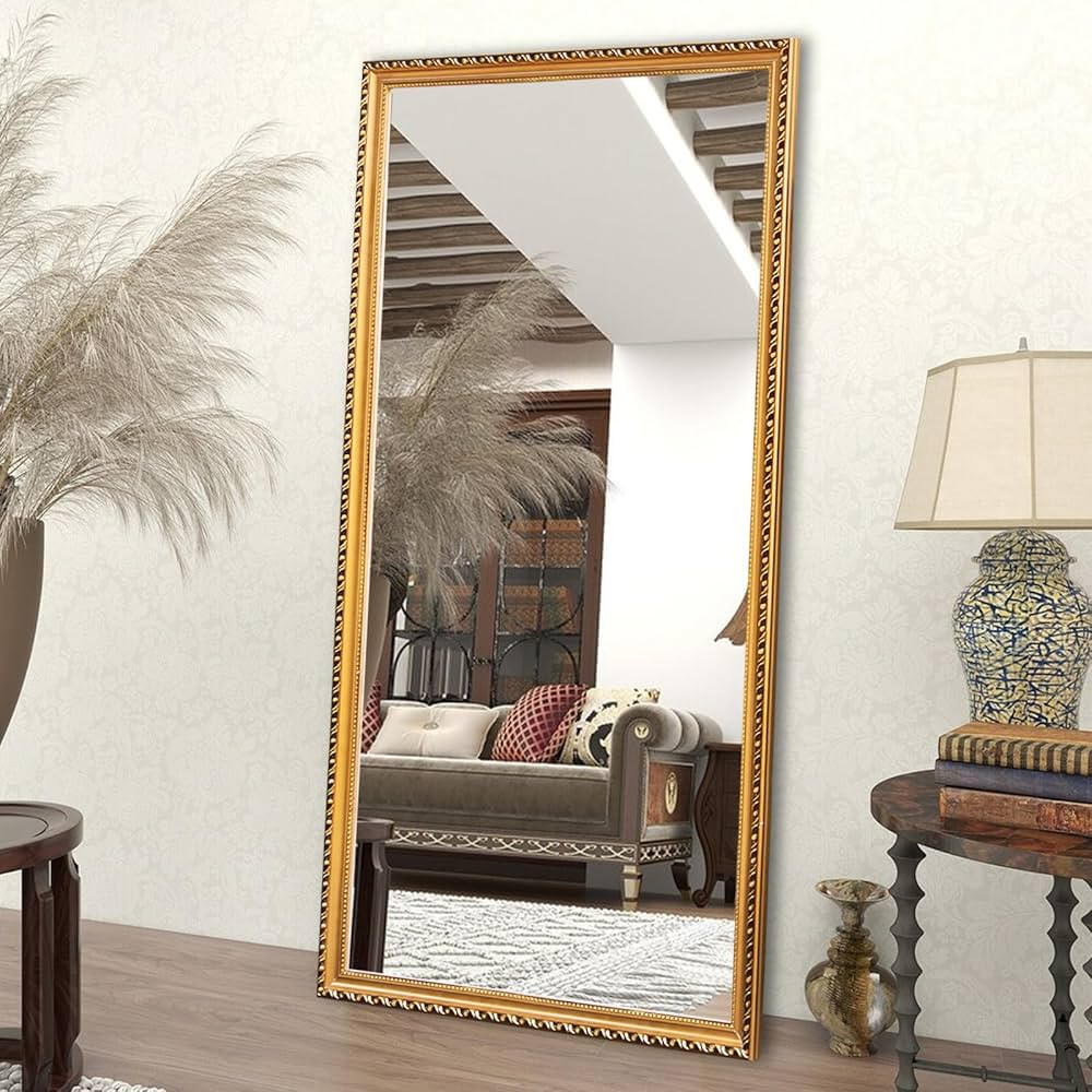 Niccy Full Length Mirror 71"×32" Solid Wood Frame Floor Mirror, Full Body Mirror with Standing H... | Amazon (US)