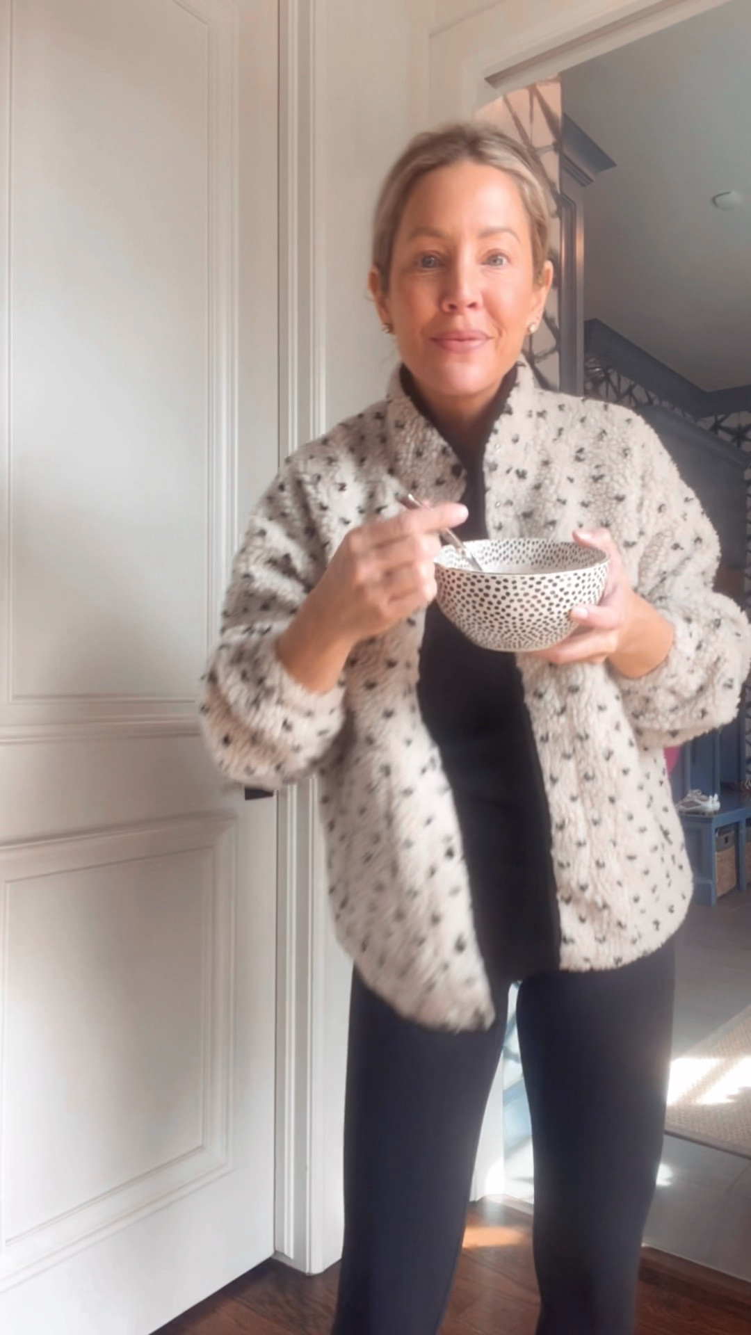 Cutest Amazon outfit. School dropoff look

Amazon fleece polkadot jacket in small 
Amazon workout leggings that I have owned for years.  In small 
And my favorite Amazon workout socks  they are great quality


#LTKmorningroutine #LTKmomlife #LTKootd