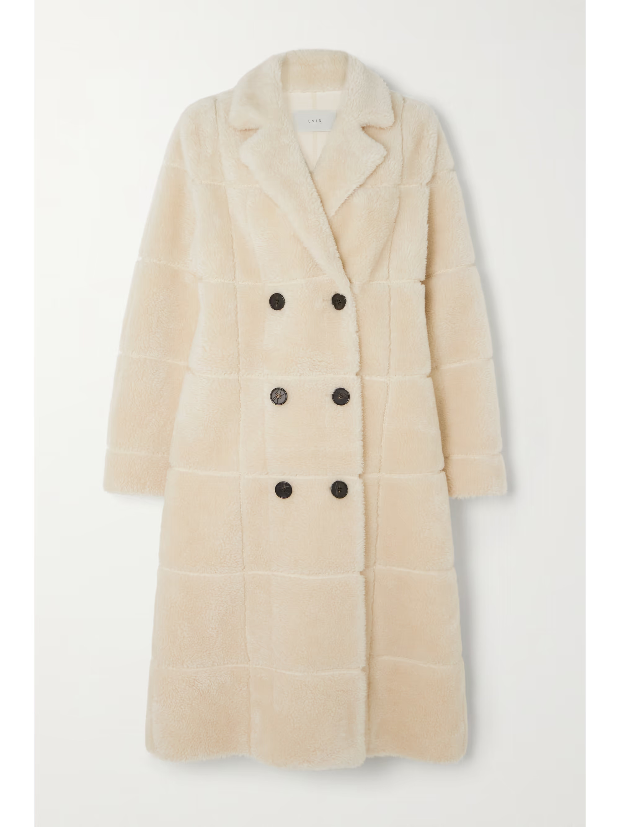 Double-breasted paneled faux shearling coat | NET-A-PORTER (UK & EU)