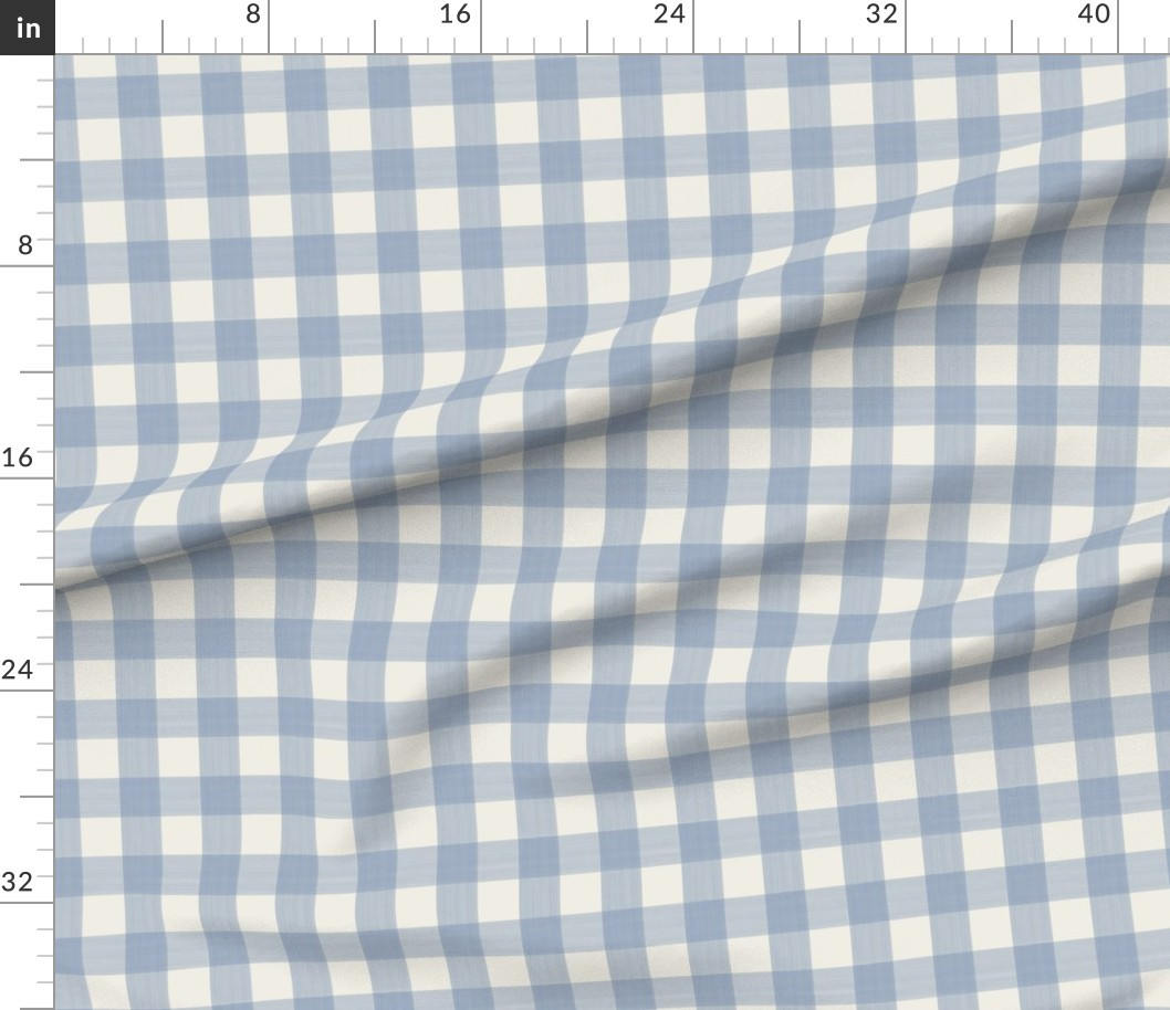 1.5" Buffalo Plaid Soft Blue and Cream Fabric | Spoonflower | Spoonflower