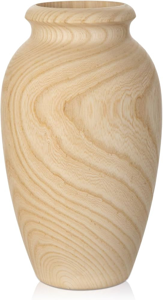 9" Tall Handmade Wooden Flower Vase, Large Wood Vase Decoration for Flower Arrangement Home Decor... | Amazon (US)