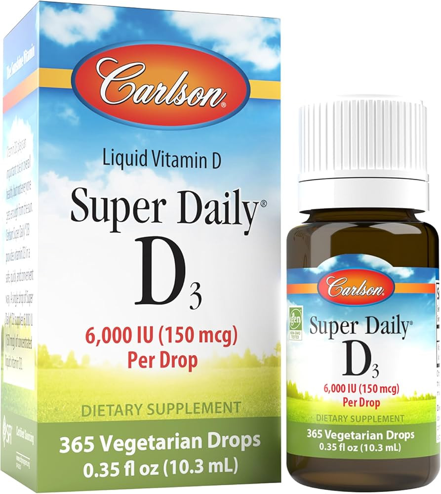 Carlson - Super Daily D3, 6000 IU (150 mcg) per Drop, Liquid Vitamin D3, 1-Year Supply, Non-GMO, ... | Amazon (US)