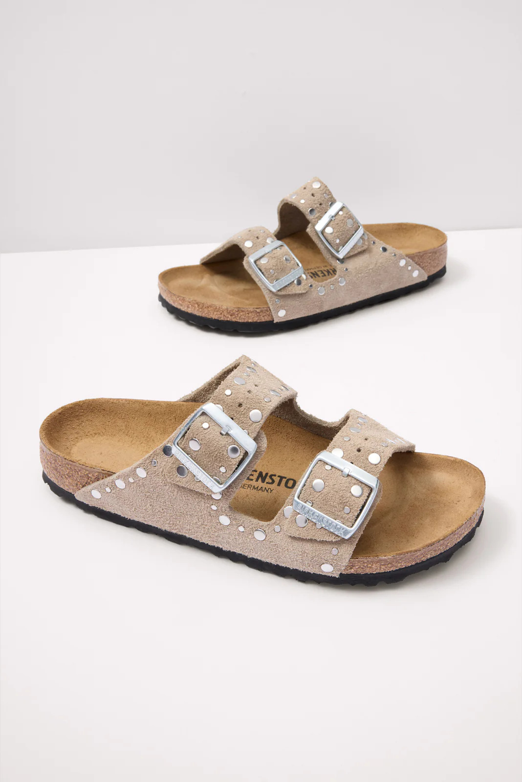 BIRKENSTOCK Women's Arizona Rivets Sandals, Size 39, Taupe | Evereve