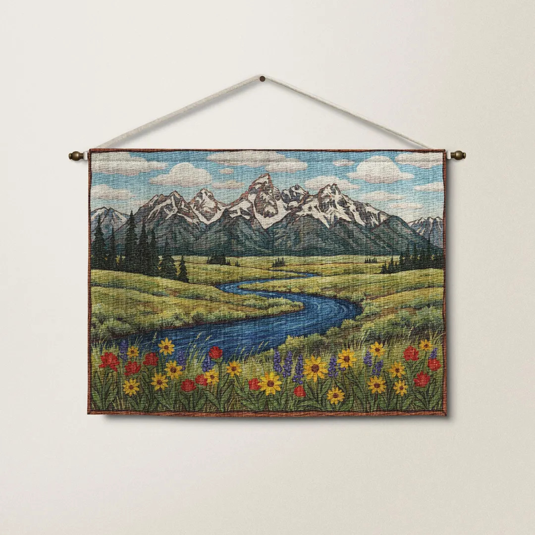 Grand Teton Woven Tapestry: Mountain Landscape Wall Art | Etsy (US)