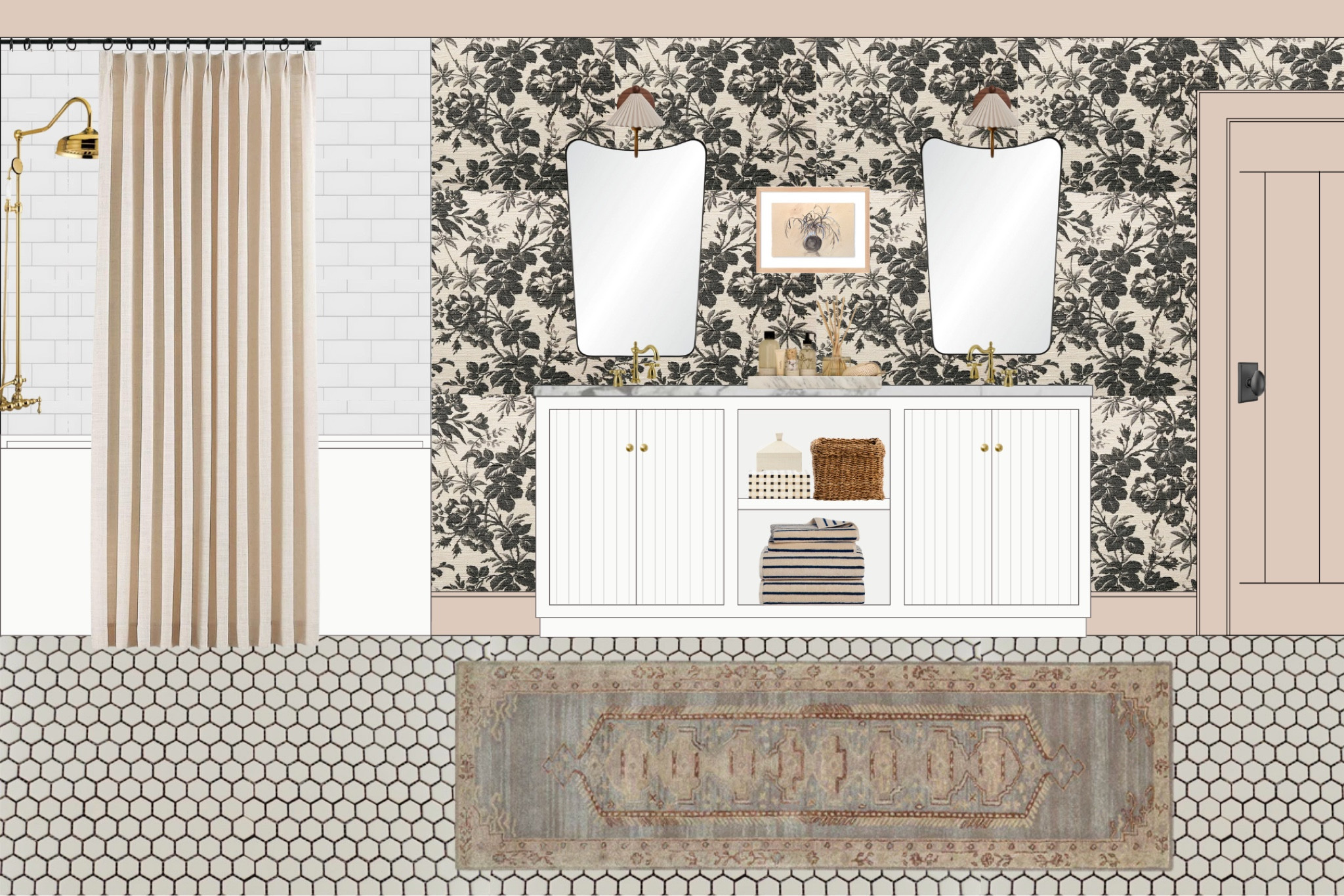 My ultra feminine bathroom concept board that I talk about in entry 12 of my newsletter, Pillow Talk, on Substack 🎀. Fit for the girly-girl who loves bows, beauty, designer fashion, and romanticizing their life through their interiors.

It’s very much a look for less/dupes, featuring McGee & co, Etsy finds, designer floral wallpaper, an Ikea hack, and more!

#LTKsalealert #LTKSpringSale #LTKhome