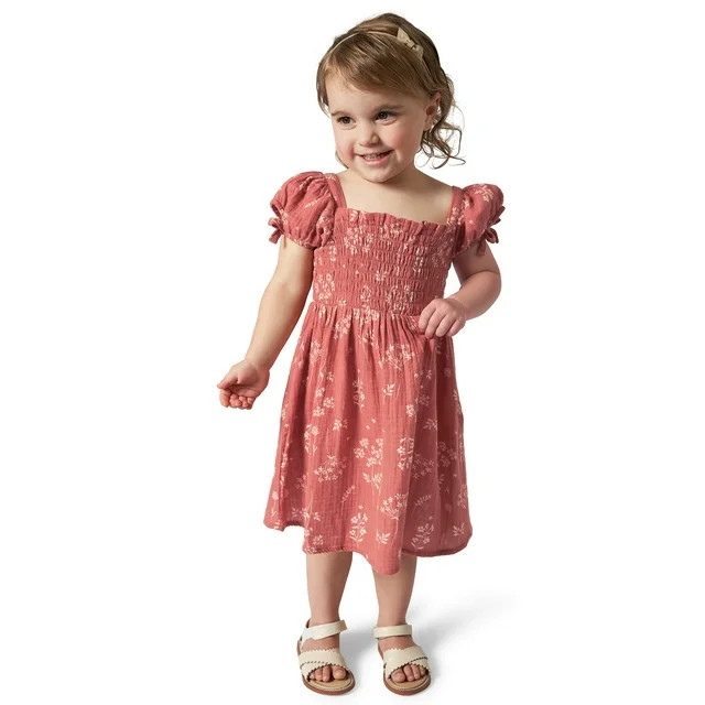 Modern Moments by Gerber Toddler Girl Smocked Dress with Bows, Sizes 12M-5T | Walmart (US)