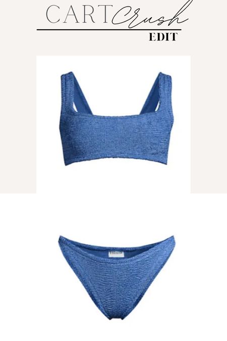 Blue smocked bikini set, Hunza-G swimwear, sustainable fashion, resort wear, vacation look

#LTKtravel #LTKswim #LTKU