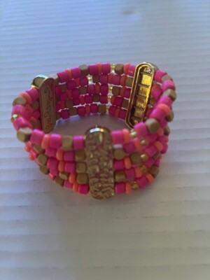 Stunning Lilly Pulitzer Pink and Gold Stretch Bracelet Perfect | eBay US