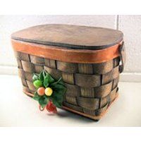 Vintage Oak Splint Basket Box Purse Adorned with Tropical Plastic Fruit  Orange Velvet Ribbon Rockabilly Style | Etsy (US)