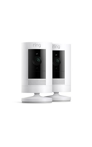 Ring Outdoor Cam (Stick Up Cam), Weather-resistant home or business security camera, outdoor ready, Live View, Color Night Vision, Two-Way Talk, motion alerts, Works with Alexa, 2-pack, White | Amazon (US)