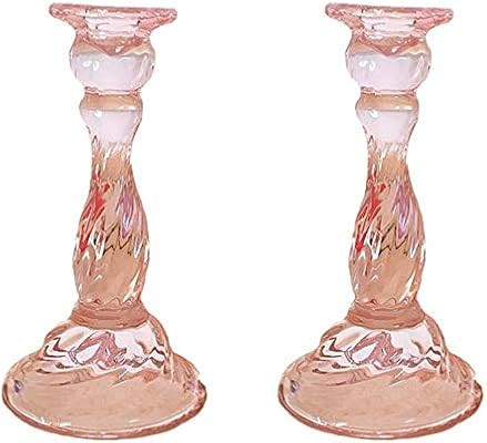 qlee Vintage Twist Design Glass Candlesticks Candelabras Wedding Celebration Taper Candles Holder... | Amazon (US)