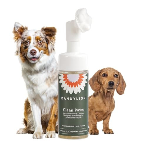 Dandylion Clean Paws | No-Rinse Dog Paw Cleaner & Puppy Paw Washer | Gentle, Fragrance-Free, pH Balanced Foaming Cleanser with Silicone Bristle Brush | Safe for All Dogs | 5 fl oz | Amazon (US)