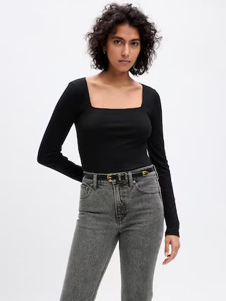 Mini Rib Square-Neck T-Shirt | Gap (US)