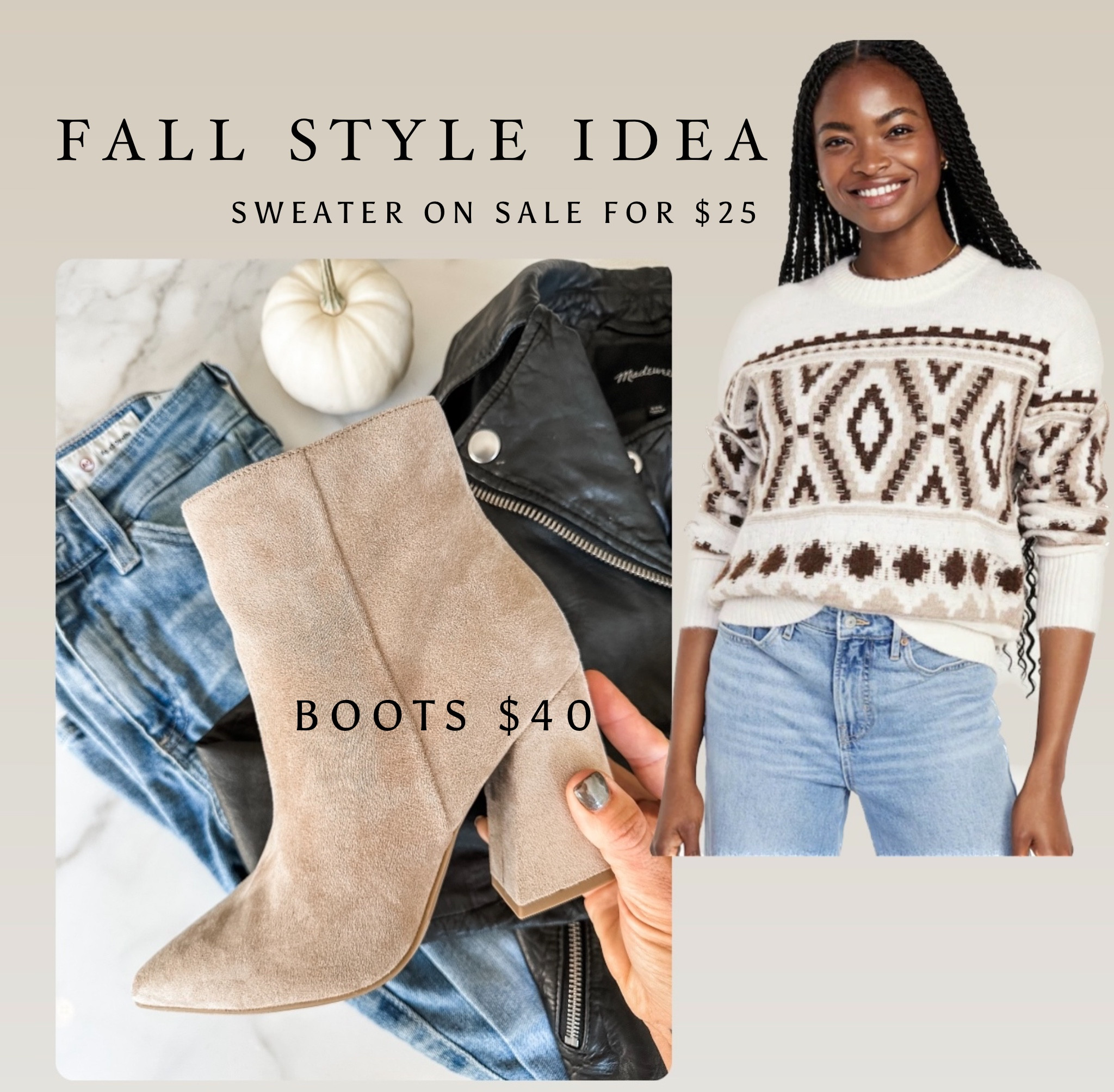 Fall outfit, Fall Style, what to wear, boots, Old Navy, Target, straight leg jeans, pointy toe boot, sweater, Fair Isle, Madewell, on sale

#LTKstyletip #LTKxMadewell #LTKover40