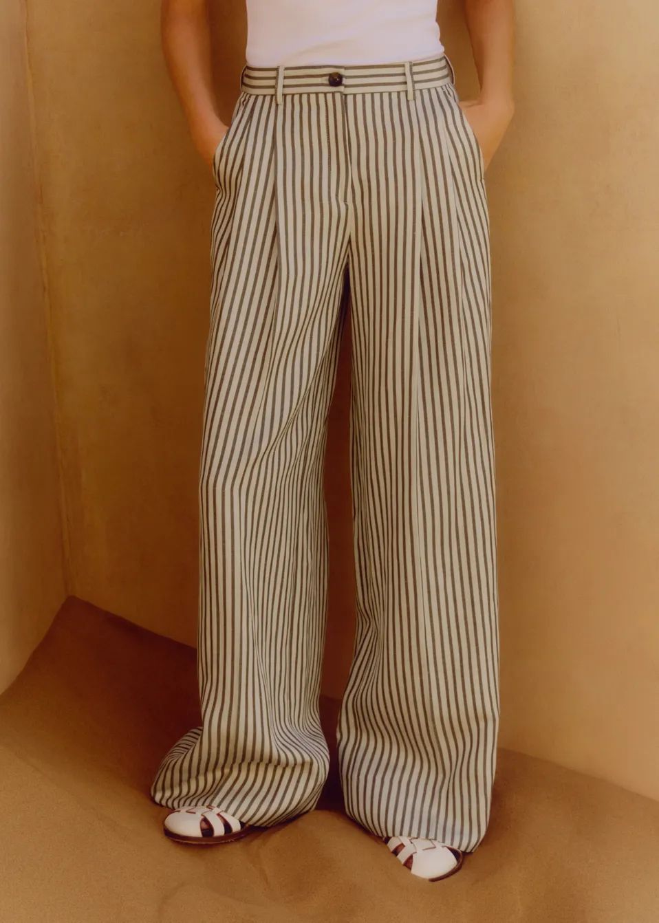 Fluid Stripe Straight-Leg Trouser | ME+EM Global (Excluding US)