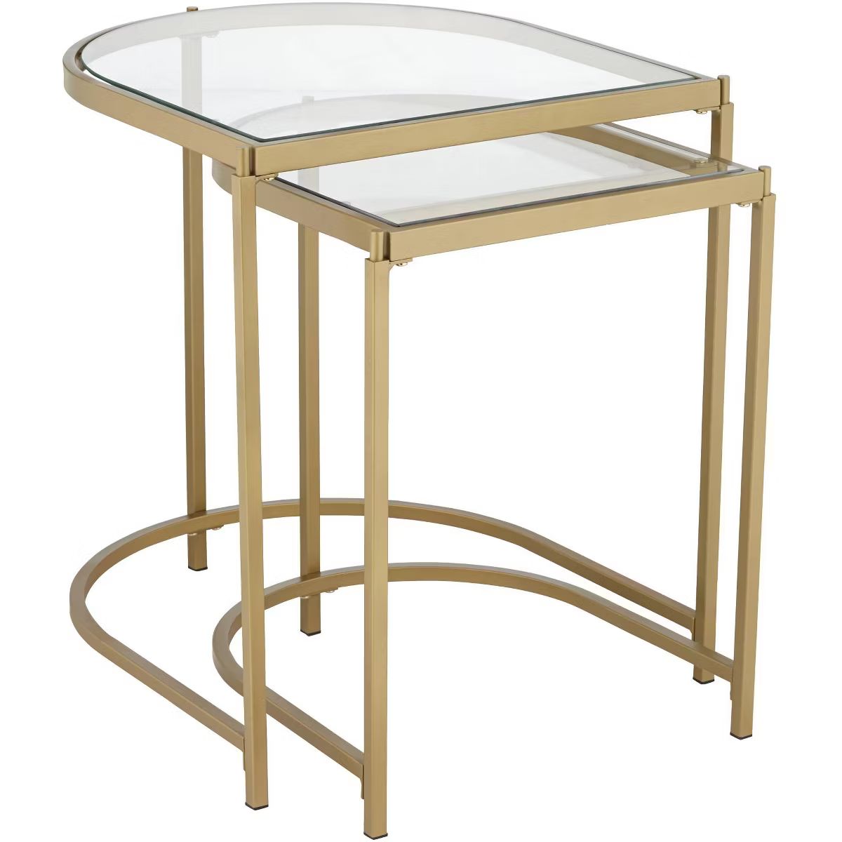 Kensington Hill Modern Gold Metal Nesting Tables 24" x 20 3/4" Set of 2 Clear Tempered Glass for ... | Target