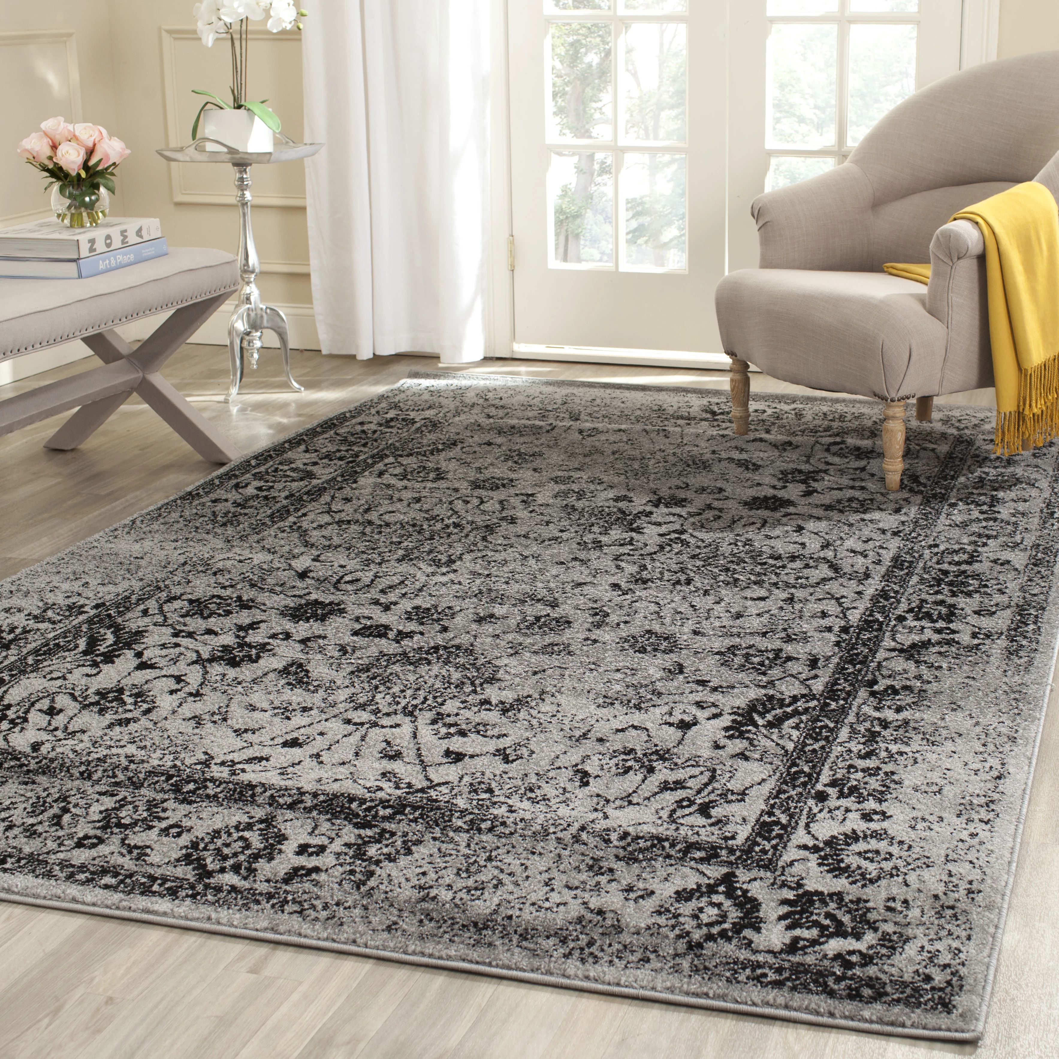 SAFAVIEH Adirondack Wyatt Traditional Area Rug, Grey/Black, 6' x 9' | Walmart (US)