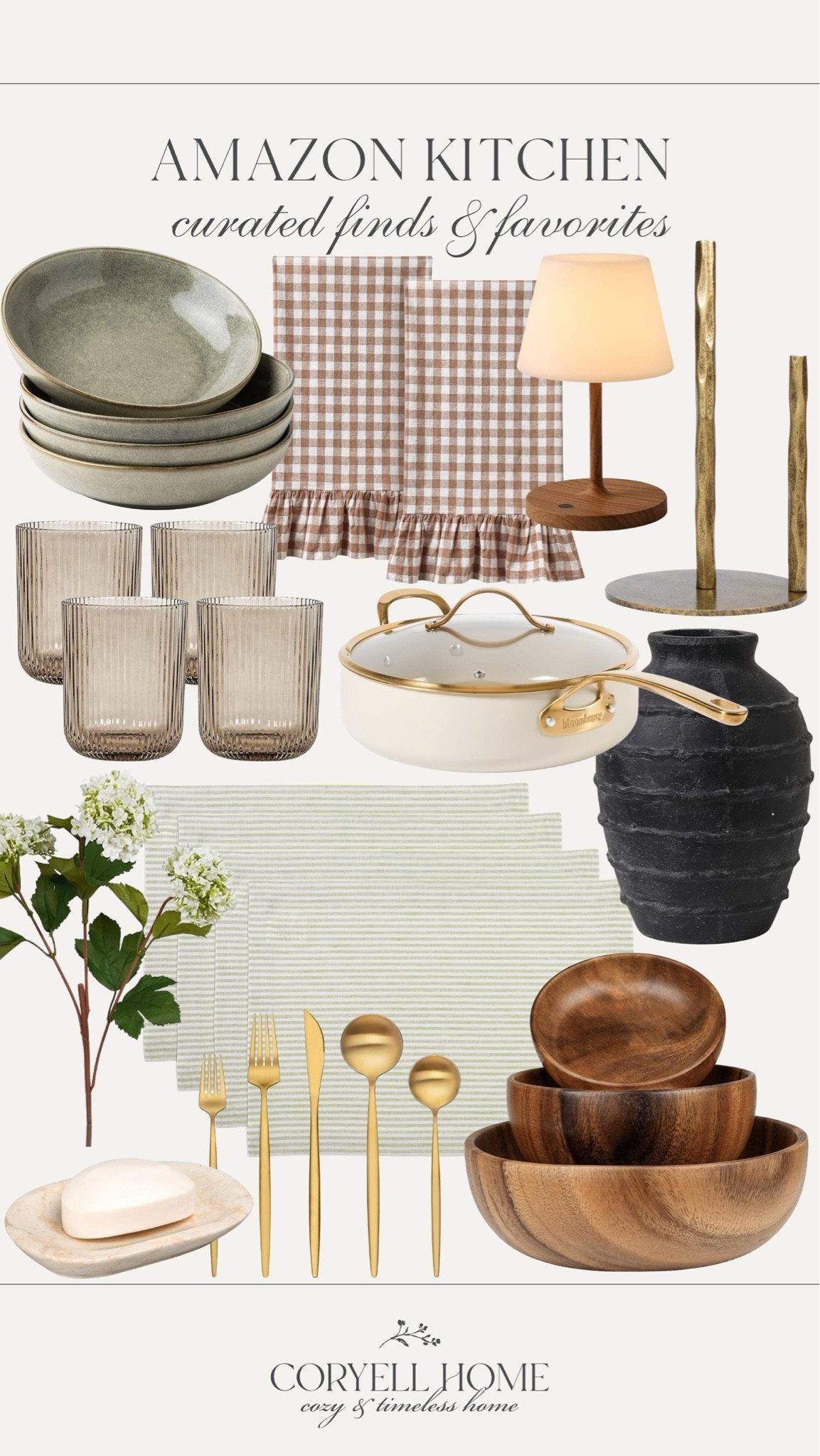 Amazon kitchen finds and favorites! ✨ How pretty are these Amazon home finds for a transitional, neutral kitchen? I love the gingham, and the faux florals!

#LTKHome