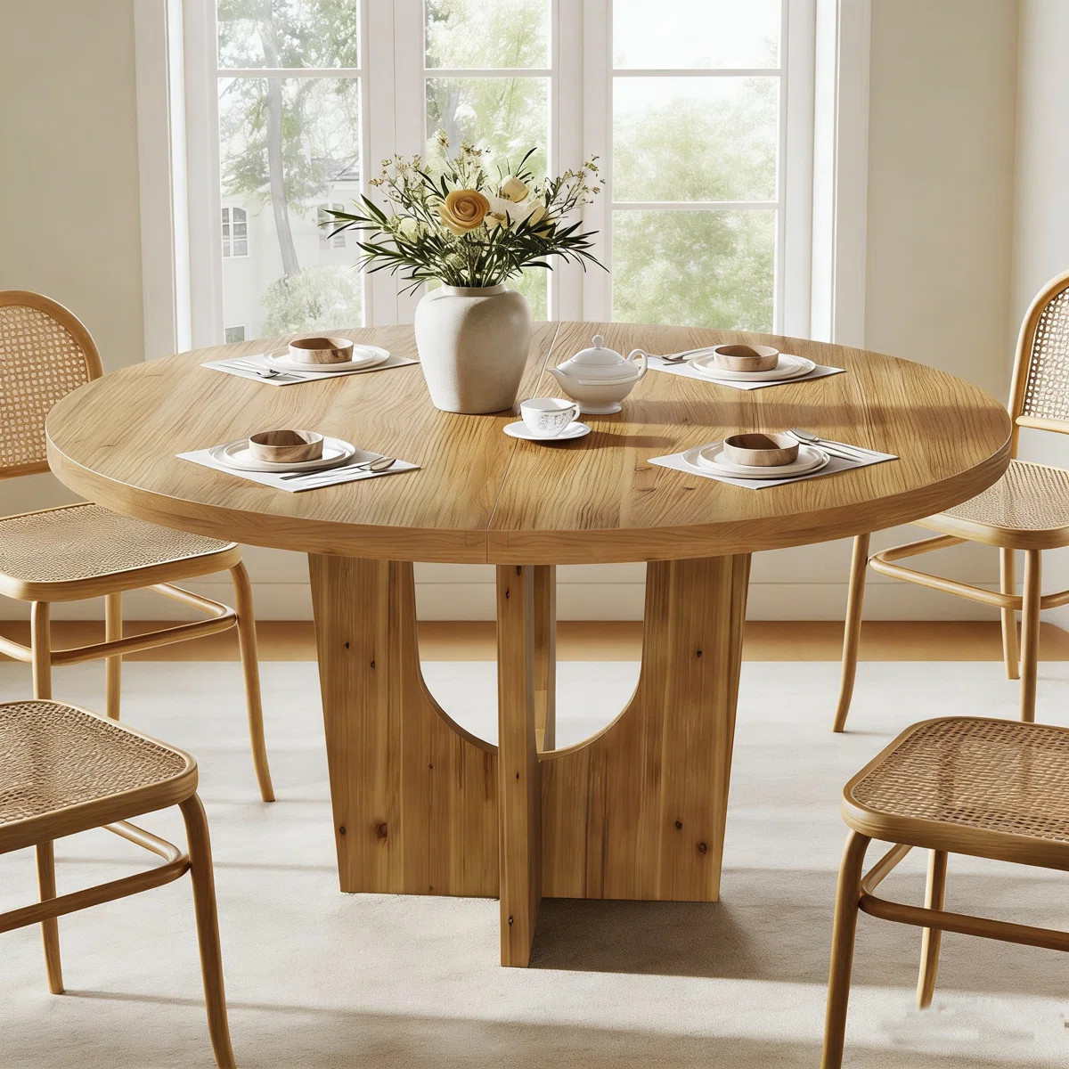 47.2" Solid Wood Round Dining Table for 4 | Wayfair North America