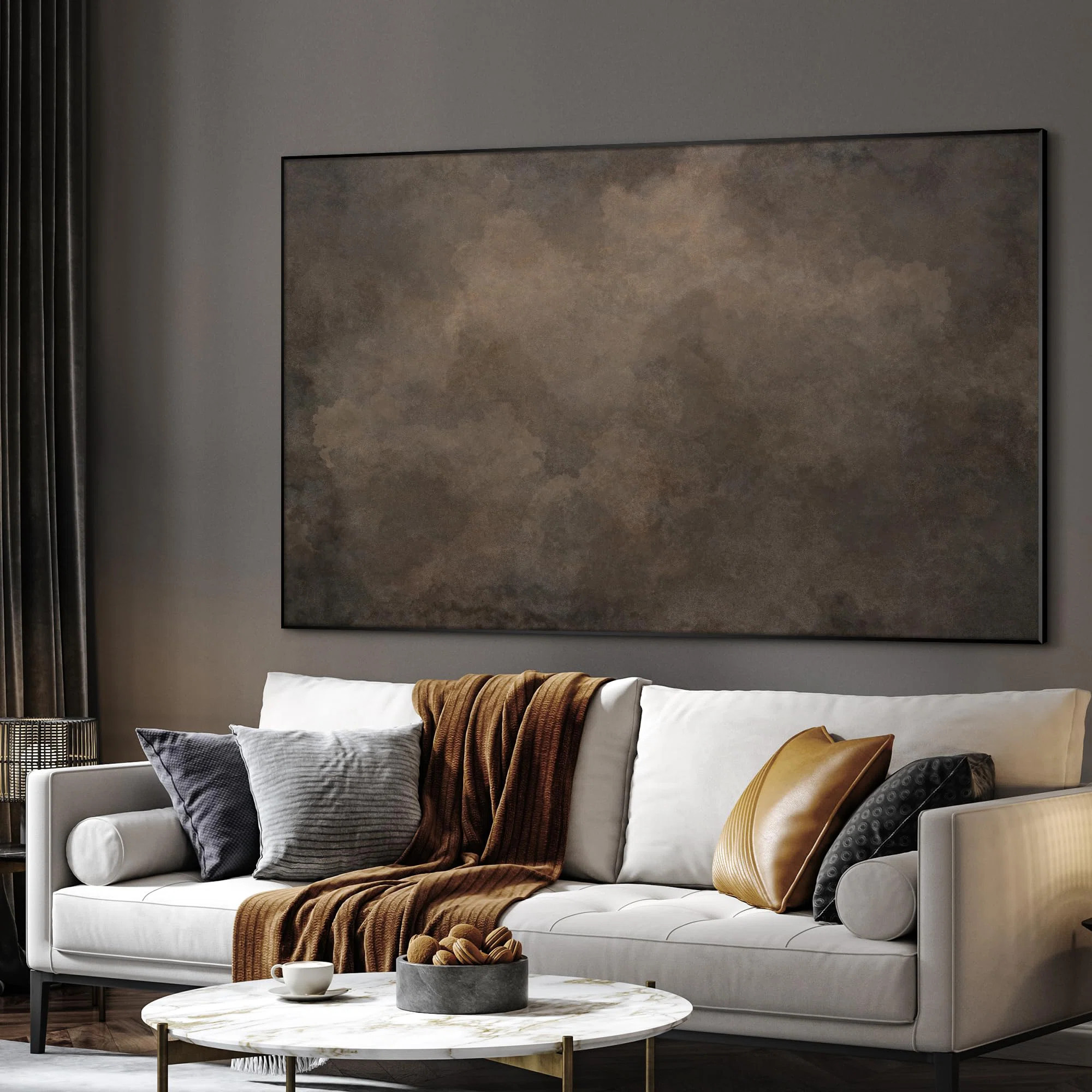 Extra Large Wall Art Fabric Print - Neutral Cloudy Abstract Illustration, Soft Atmospheric Design... | Wayfair North America