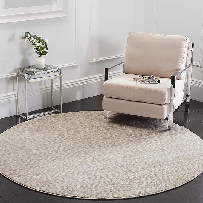 SAFAVIEH Vision Collection Area Rug - 6'7" Round, Creme, Modern Ombre Tonal Chic Design, Non-Shed... | Amazon (US)