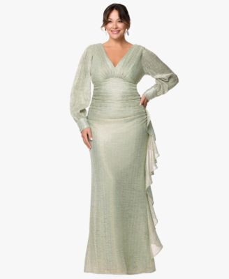 Betsy Adam Womens V Neck Ball Gown | Macy's