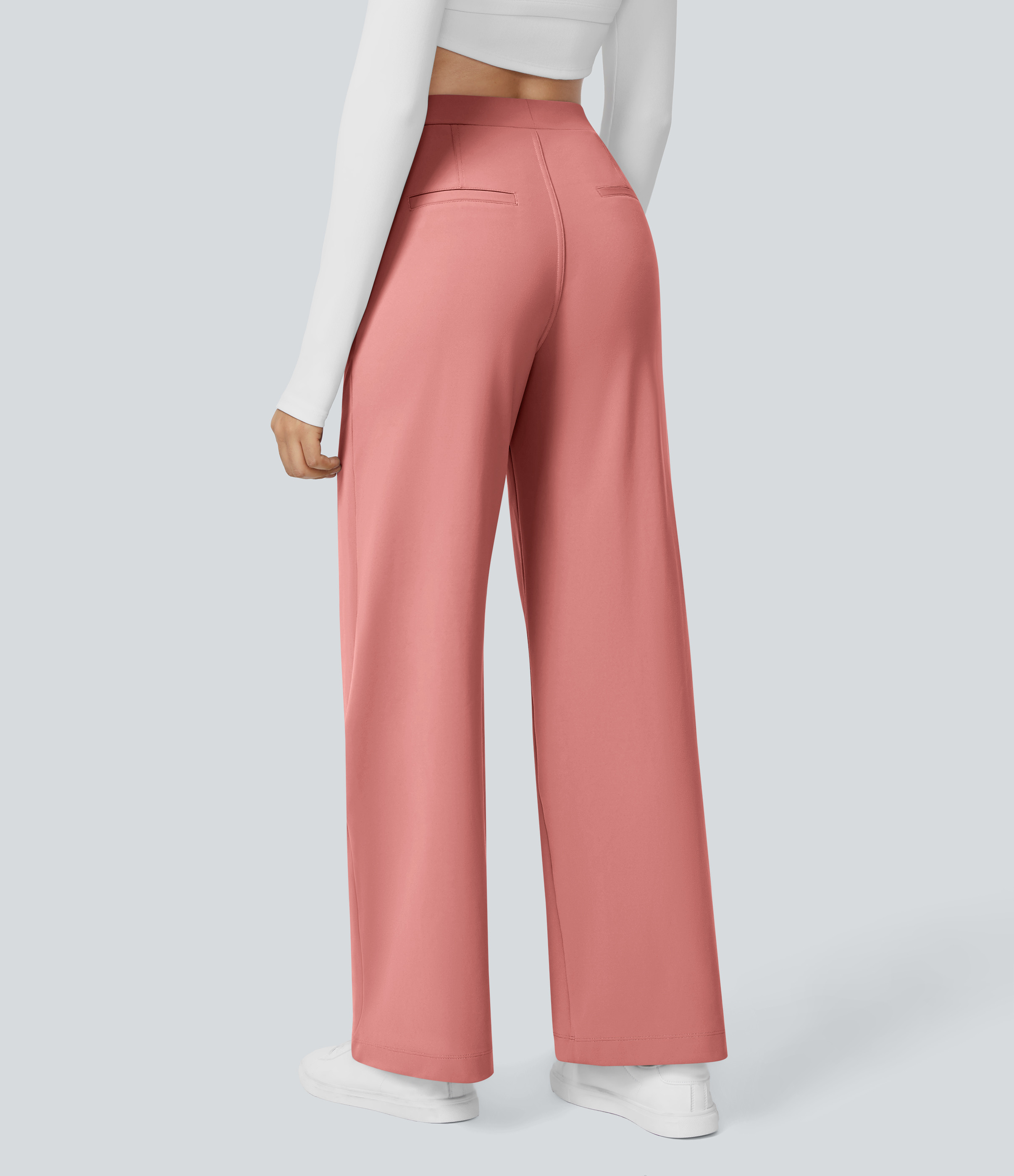 Halara Halara Flex™ High Waisted Pocket Straight Leg Work Pants - Candy Pink - M(tall) sweatpants jogger pants stacked sweatpants | HALARA