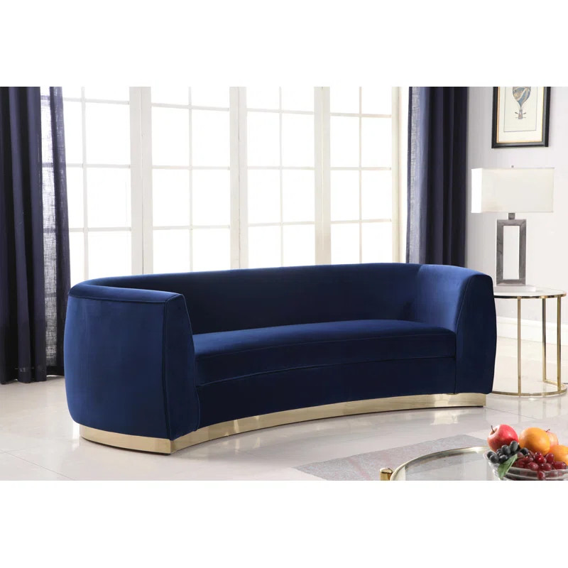 Breccan 91.5'' Velvet Round Arm Curved Sofa | Wayfair North America