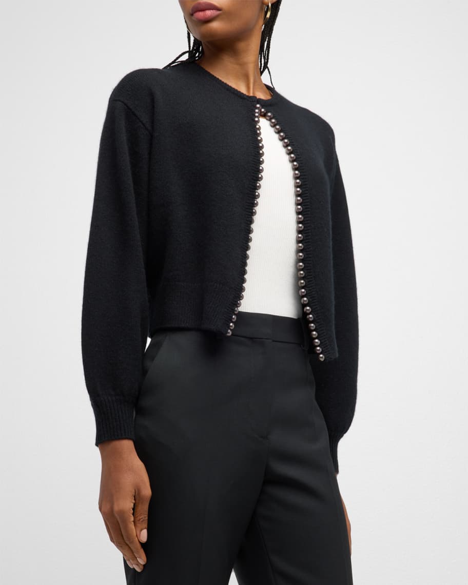 Cashmere Cardigan with Pearlescent Trim | Neiman Marcus