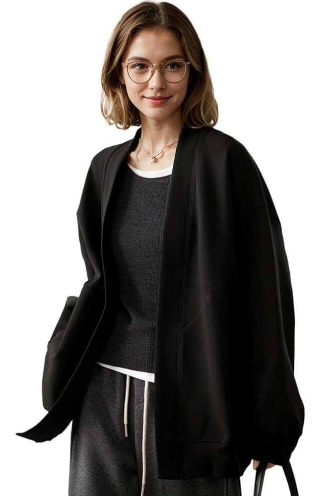 2025 Spring Streetwear Oversized Loose Lightweight Open Front Cardigan Sweaters for Women no Zip ... | Amazon (US)