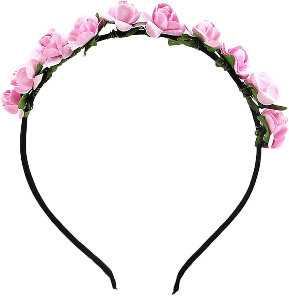 Hippie Love Flower Garland Crown Festival Wedding Hair Wreath BOHO Floral Headband (Pink Flower) | Amazon (UK)