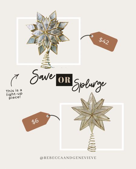 Save or splurge? 💸 #dupes #decordupes #christmasdecor #treetopper #savevssplurge 

#LTKhome #LTKSeasonal #LTKHoliday