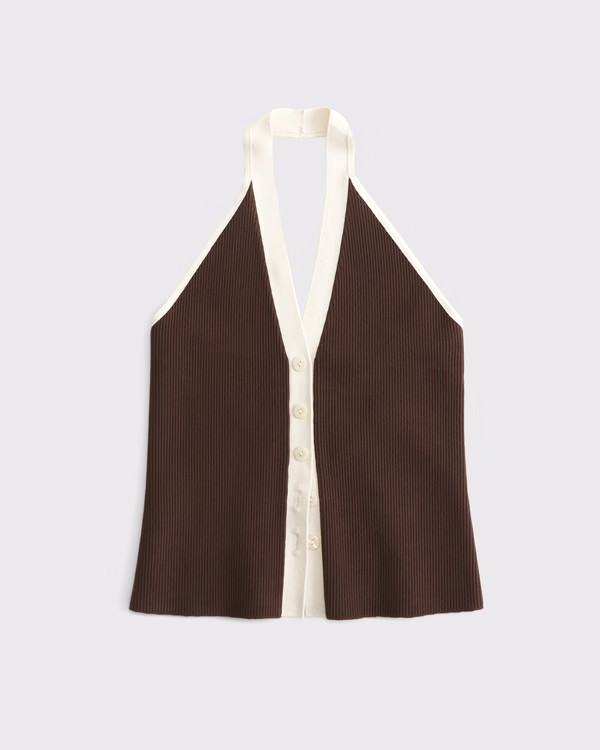 Women's Ribbed Halter Sweater Vest | Women's Tops | Abercrombie.com | Abercrombie & Fitch (US)