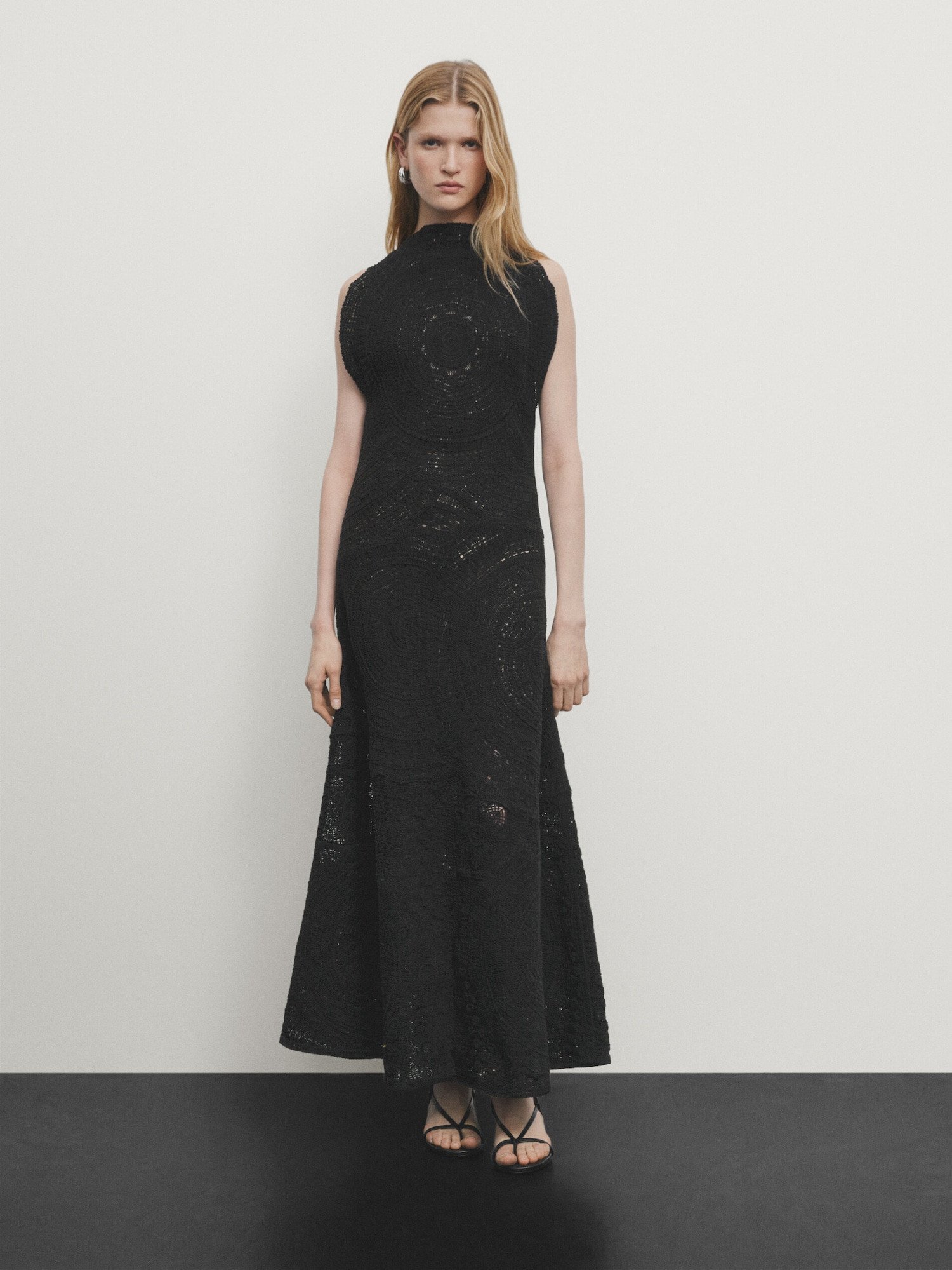 Crochet midi dress with embroidery - Massimo Dutti | Massimo Dutti US