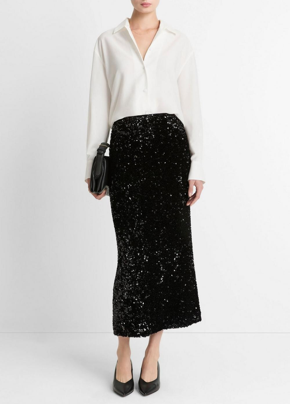 Women's Sequined Velvet Column Skirt, Black, Size 10 Vince | Vince LLC