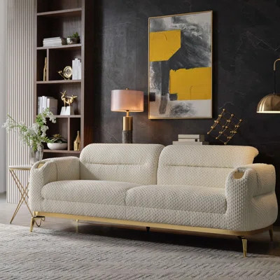 Modern style Sofa made with wood and Gold accents | Wayfair North America