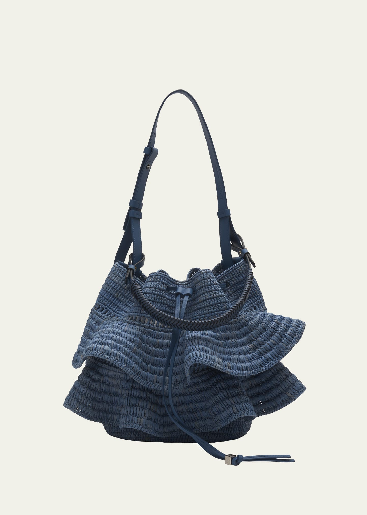 Loewe x Paula’s Ibiza Balloon Ruffled Raffia Shoulder Bag | Bergdorf Goodman