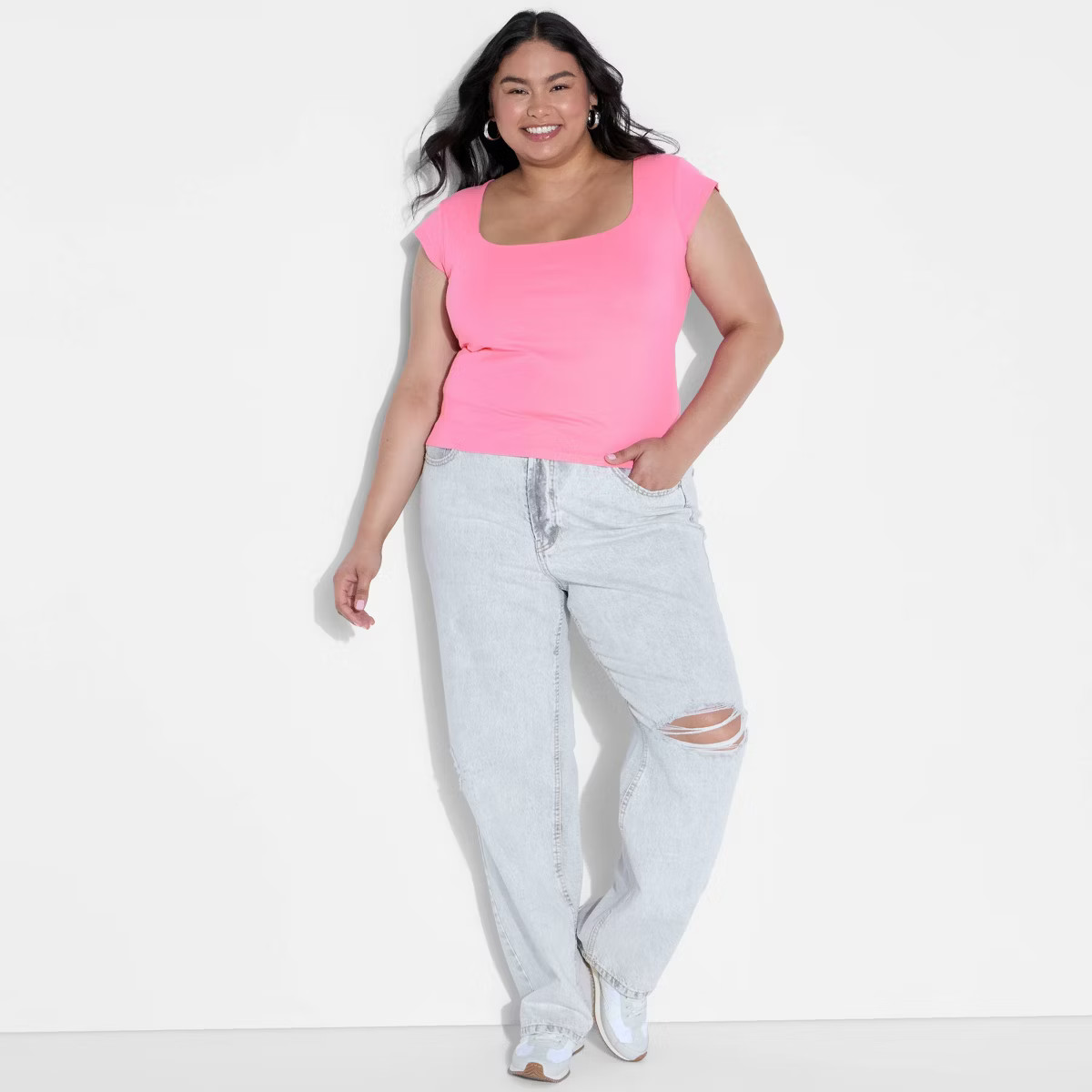 Women's Slim Fit Short Sleeve Square Neck T-Shirt - Wild Fable™ | Target