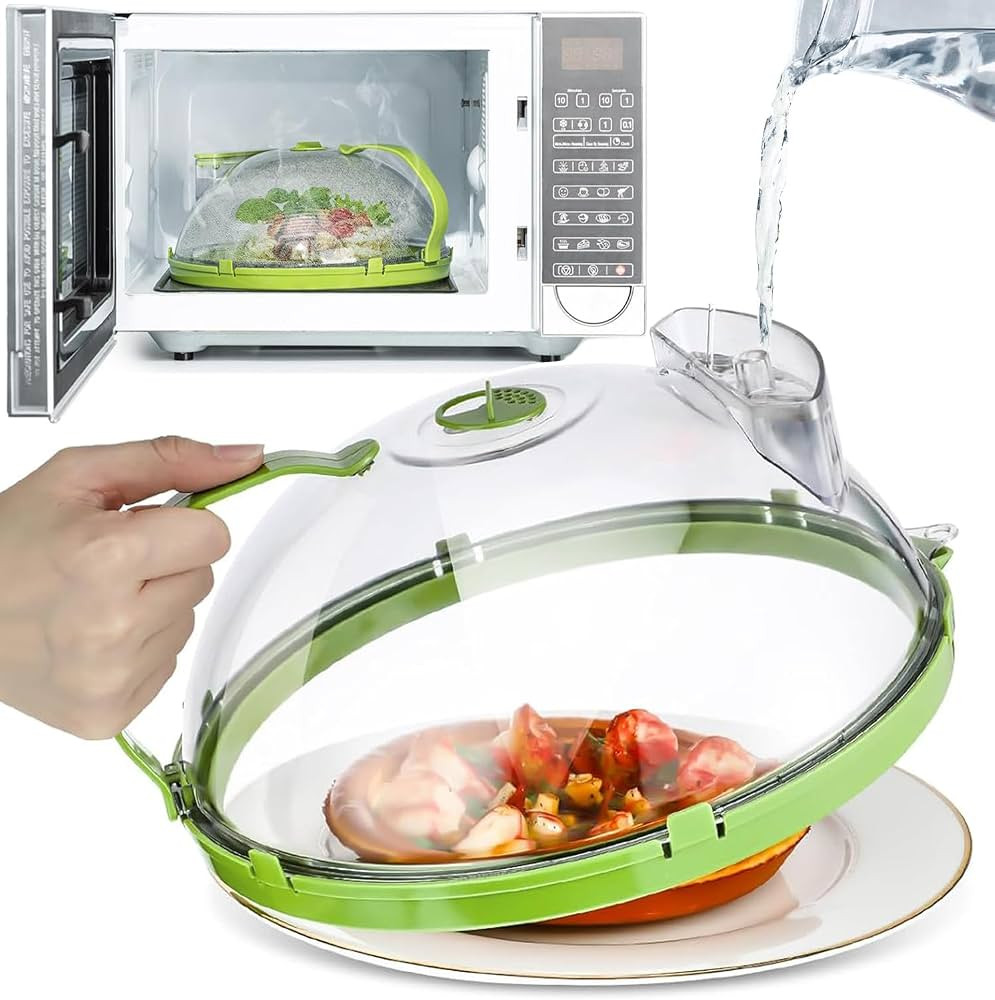 Microwave Cover with Water Steamer, 10" Microwave Splatter Cover with Handle, Microwave Plate Cov... | Amazon (CA)