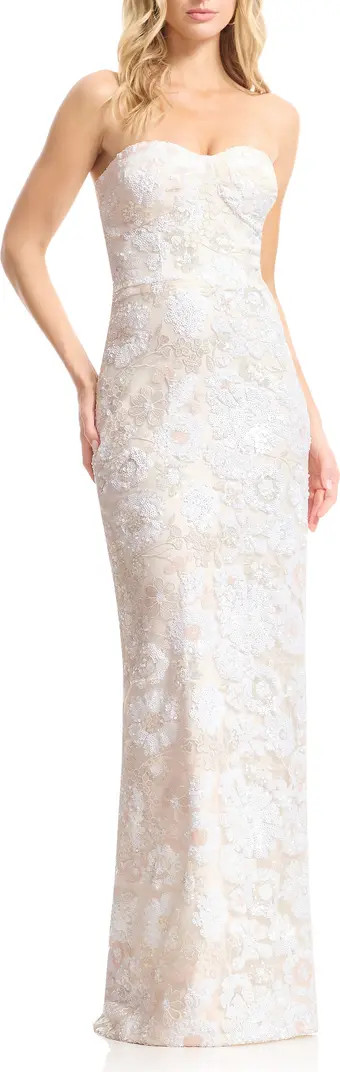 Vada Sequin Floral Strapless Column Gown | Nordstrom
