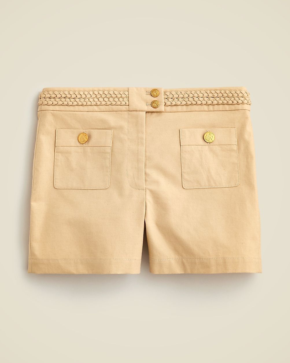 Cotton-blend mini short with braided trim | J. Crew US