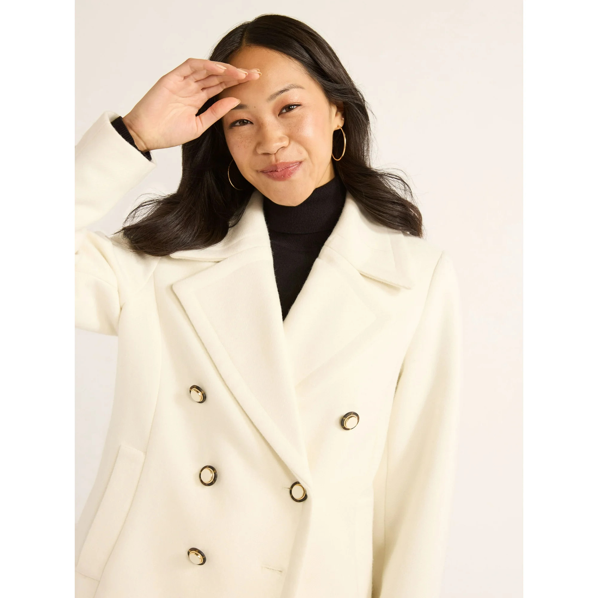 Free Assembly Women’s Double Breasted Peacoat, Midweight, Sizes XS-XXL | Walmart (US)