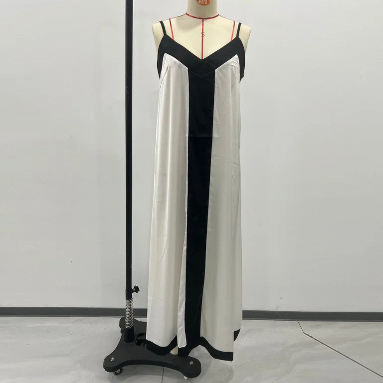 Taylonsss Women's V-Neck Sleeveless Color Block Spaghetti Strap Vacation Style Flowy Maxi Dress f... | Walmart (US)