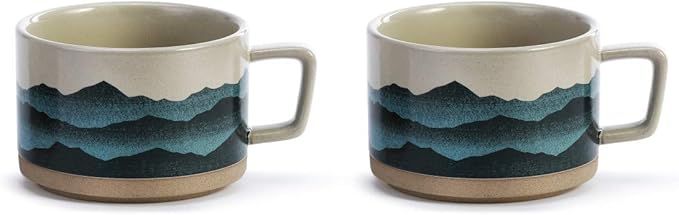 Mountain Lodge Blue Ombre 16 ounce Ceramic Stoneware Soup Mugs Set of 2 | Amazon (US)